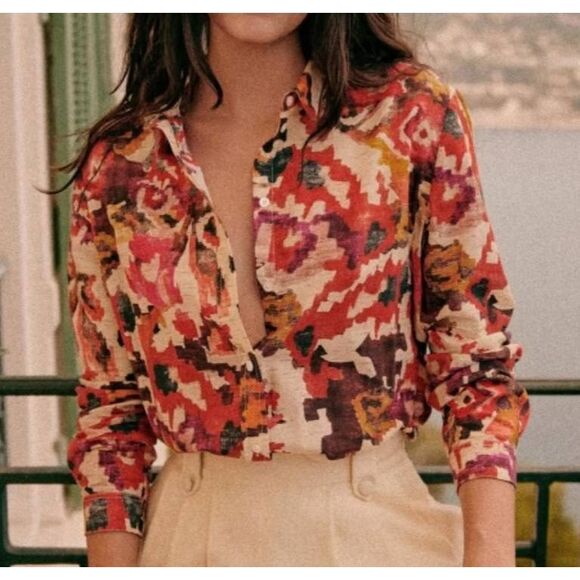 Sezane Multicolor Abstract Blouse - Picture 1 of 5